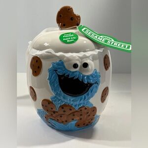 SESAME STREET LARGE COOKIE MONSTER Cookie Jar NEW & Rare Find